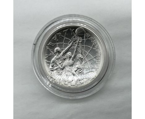 Philadelphia Mint. The obverse side depicts a basketball about to pass through the net. The reverse side features a basketbal