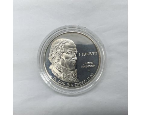 San Francisco Mint. The obverse side depicts a portrait of James Madison, the Representative who promoted in the Bill of Righ