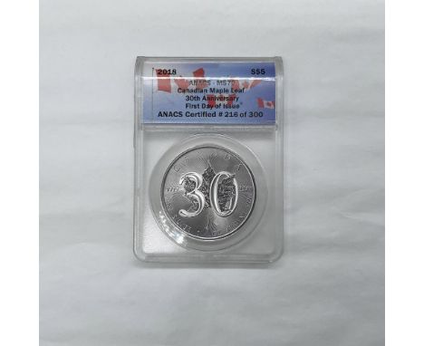 First Day of Issue. ANACS Certified 216 of 300. The obverse side features the profile of Queen Elizabeth II, as at 77 years o