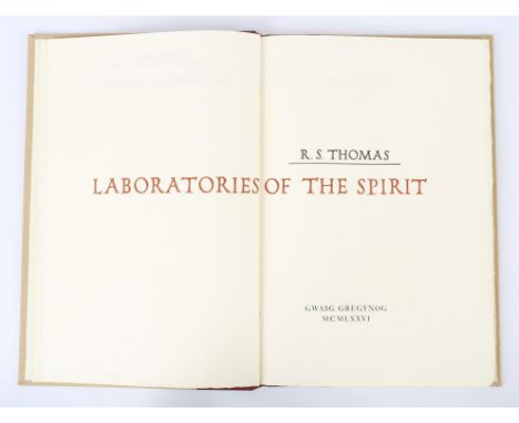 R. S. Thomas, 'Laboratories of the Spirit', Gregynog Press (University of Wales Press), 1976, no. 56 from a limited edition o