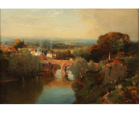 Thomas Bromley Blacklock (Scottish, 1863-1903), 'The Bridge at East Linton, East Lothian', 1895, oil on panel, signed and dat