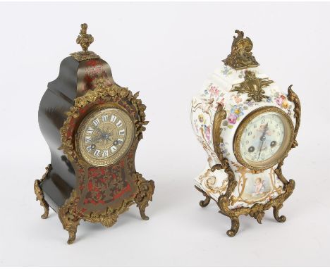 French Boulle and gilt metal mounted mantel clock, the two train movement by L Marti striking on a gong. H33cm together with 