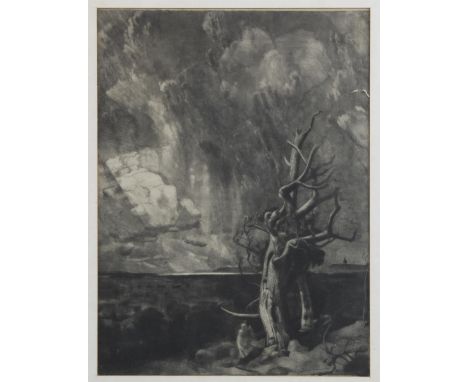 William Hyde (British, 1859-1925), coastal landscape with trees to foreground, mezzotint, 32 x 24cm, framed and glazed.