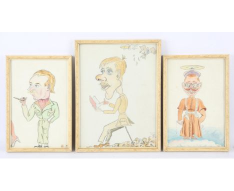 CPE (British 20th Century) A set of 6 Military caricatures depicting British Soldiers in the Middle East. Signed with initial