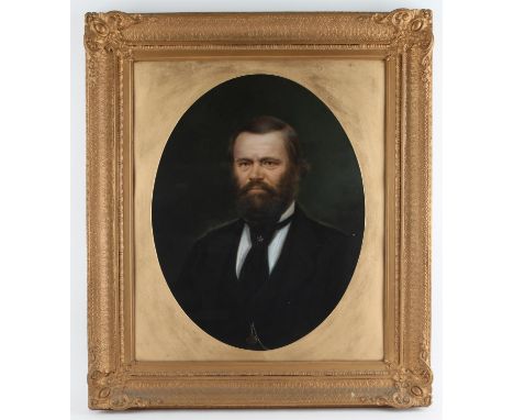 Nineteenth-century English School, Masonic portrait of a bearded gentleman, oil on canvas, oval frame, 66 x 51cm approx. 