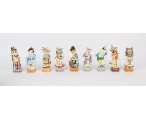 A group of Bronte porcelain Clowder of Cats figural candle snuffers, limited edition, printed marks(9)Condition Report:  All 