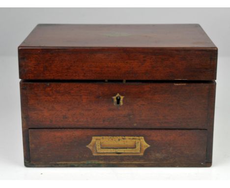 Mahogany and brass bound apothecaries box, 19th Century, the cover with trade label for Leath and Ross, 5 Saint Pauls Churchy