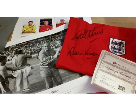 FOOTBALL, World Cup 66 selection, inc. red replica shirt signed b Hurst & Peters; England World Cup Winners poster signed by 