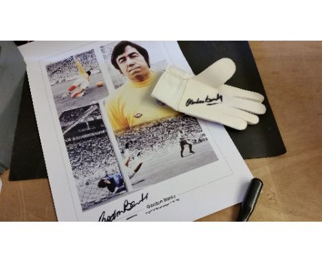 FOOTBALL, World Cup 66 selection, inc. goalkeepers glove signed by Gordon Banks; montage of Gordon Banks (signed by him); Eng