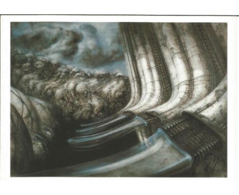 H. R. Giger signed 7x5 colour post card illustration. Hans Ruedi Giger ( 5 February 1940 - 12 May 2014) was a Swiss artist be