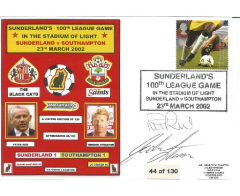 Peter Reid and Gordon Strachan signed FDC Sunderlands 100th League Game in the Stadium of Light PM 23rd March 2002.Good condi