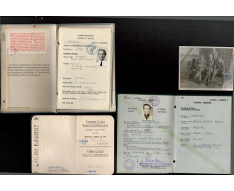 RAF FltLt B A H Hitching collection includes over 20 items such as Pilot licenses from each of his postings from around the w