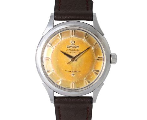 OMEGA Vintage Constellation Chronometer "Tropical Pie Pan", Ref. 2852. Herrenuhr. Ca. 1950er Jahre. Edelstahl, Zifferblatt du