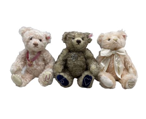 Three Steiff bears 'William and Catherine The Royal Wedding Teddy Bear', 'Diana - "The Queen of Hearts" pale pink 27cm and 'B