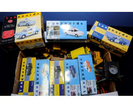 Small box of assorted die cast vehicles including Vanguard, special edition Panda Cars of The 1960's, Corgi road roller, NZG 