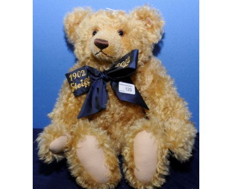 Steiff mohair 1902-2002 celebration bear with button in ear and growler (03712) (approx. 43cm)