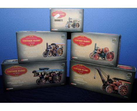 Five Corgi Vintage Glory Of Steam die cast models Garratt 10 ton road roller 'The Baroness' (80304), John Fowler Co. Leeds Fo