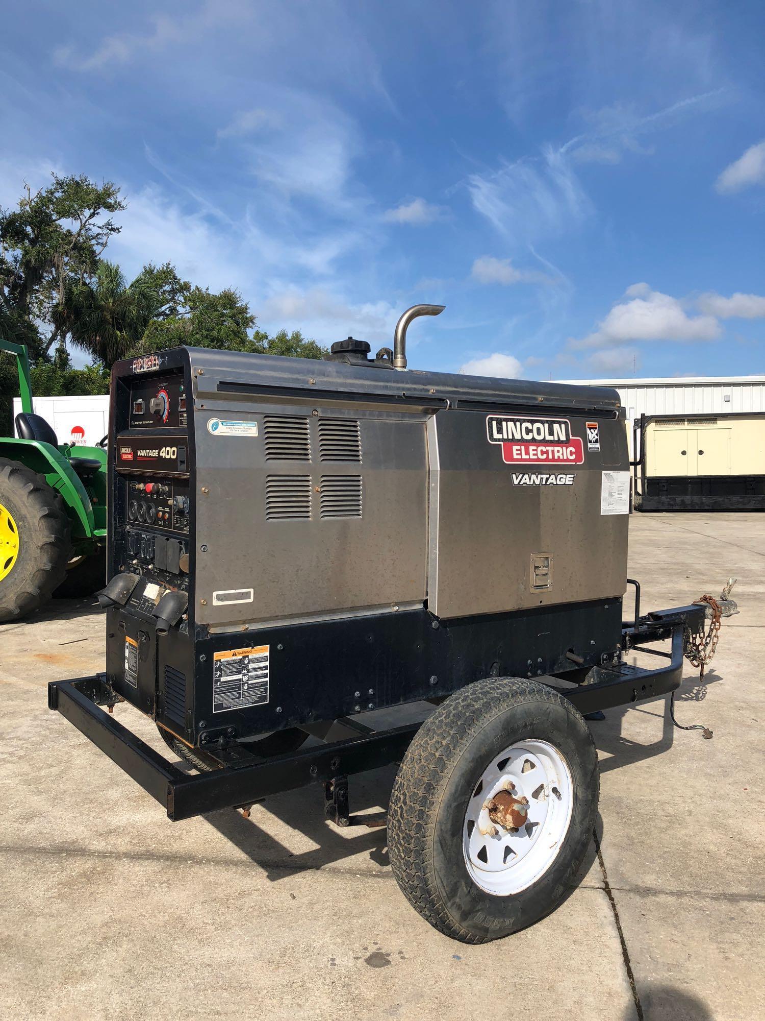 LINCOLN ELECTRIC VANTAGE 400 WELDER, TRAILER MOUNTED, DIESEL, RUNS