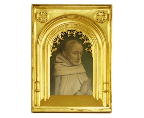Continental School, 19th centuryPORTRAIT OF A MONKInscribed 'M Dilyck, d'apres Memlinck' l.c., watercolour23 x 15cm, in a gil