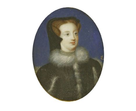 Bernard Lens (1682-1740)PORTRAIT OF MARY, QUEEN OF SCOTS, BUST LENGTHSigned with monogram c.r., miniature on ivory62 x 48mm