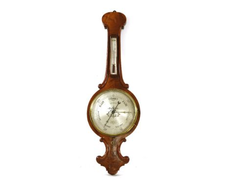 A mahogany barometer,mid-19th century, inscribed 'J Hayward, Fore Street, Hertford',11.5in dial113cm high overall