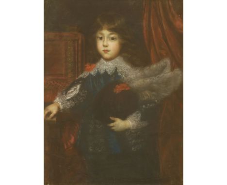 Follower of Sir Anthony van Dyck,PORTRAIT OF A YOUNG MAN, POSSIBLY CHARLES II,pastel79cm x 62.5cm