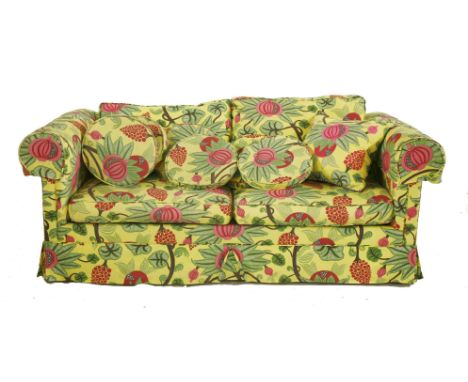 A contemporary sofa bed,upholstered in an Osborne &amp; Little fabric designed by Henry Wilson,190cm wide90cm deep80cm high P