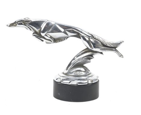 A fine Art Deco 'Leaping Greyhound' mascot for Automobiles Lorraine-Dietrich, by Casimir Brau, French, circa 1930,signed to b