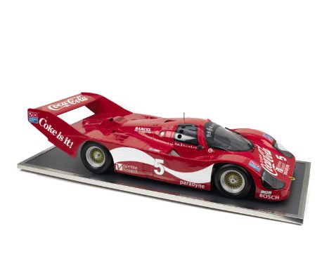 A 1:5 scale model of the 1984 Bob Akin IMSA 'Coca-Cola' Porsche 962-C by Javan Smith,scratch-built 'kerbside' model of the ca