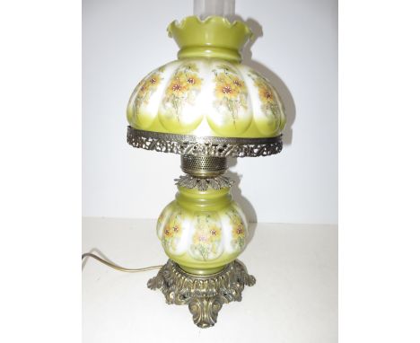 Glass and Brass Lamp with hand painted shade