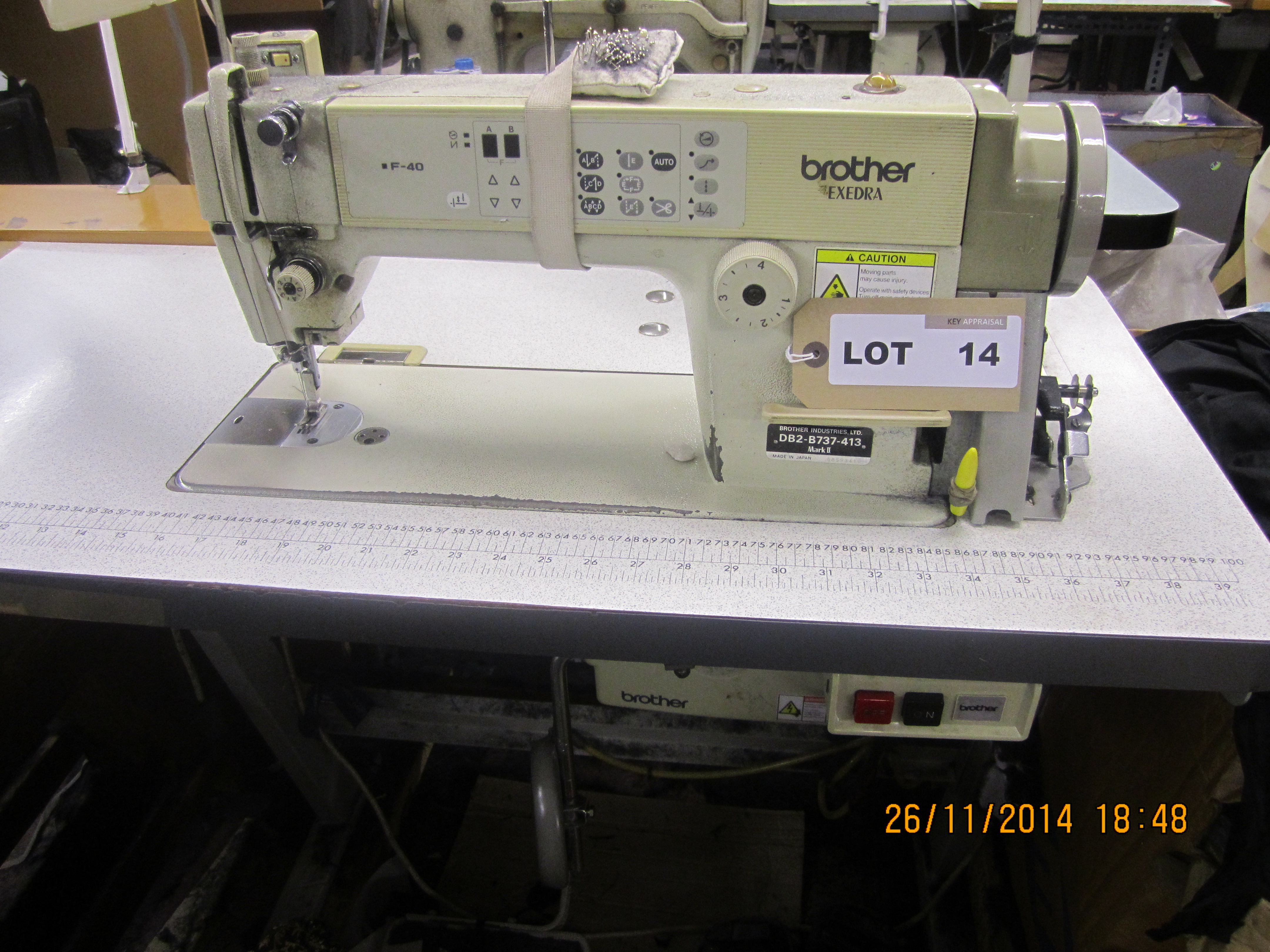 Brother Exedra DB2-B737-413 flatbed industrial sewing machine, Serial no.  G8593410