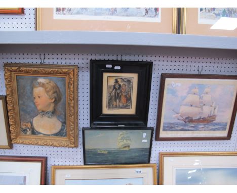 Railway Carriage Style Print, After Frank H Mason 'Firth of Clyde' image 15 x 41cm, two Maritime prints, portrait print, pair