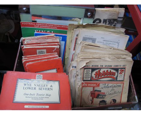 Hobbies Magazines 1932 and Later, large quantity, ordnance survey maps. 1930's photograph frame, etc, in case.