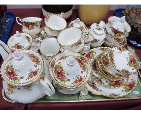 Royal Albert 'Old Country Roses' Part Tea Service, six cups, bowl, cream jug, sugar bowl (second quality):- One Tray.