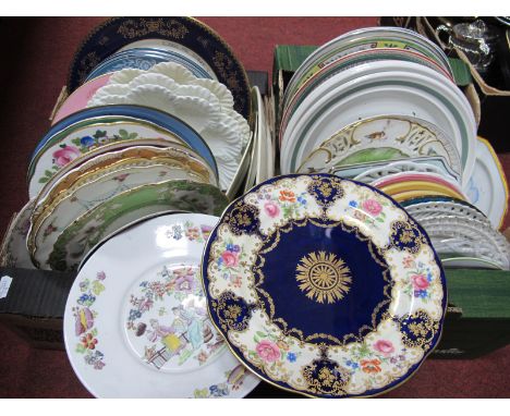 Ceramic Plates, including Aynsley, Susie Cooper, XIX Century hand painted, Portmeirion, Coalport, etc:- Two Boxes.
