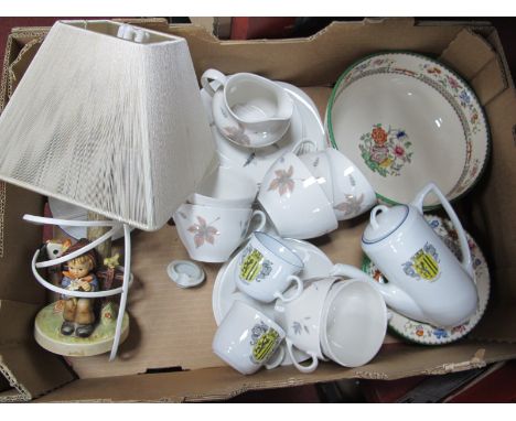 A Hummel Table Lamp, of a boy sitting by a tree, Royal Doulton 'Tumbling Leaves' tea service, Copeland Spode bowls:- One Box.