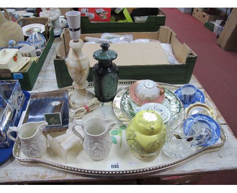 Assorted Ceramics, including Spode, Royal Doulton, Mason's, Sylvac, etc; plus an alabaster lamp and Aztec style ornament:- On