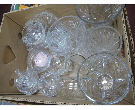 Cut Glass Vases, powder bowl, candlestick, etc, glass measure:- One Nox.