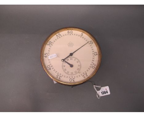 An Early XX Century Dent of London Circular Wall Mounting Wind-Up Time Clock, with second sweep hand and inset minute hand, 1