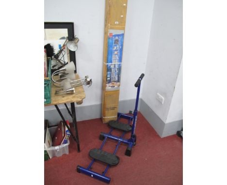 A Twist C.D Tower, (boxed), leg exerciser, ceiling light, angle poise lamp. (4).