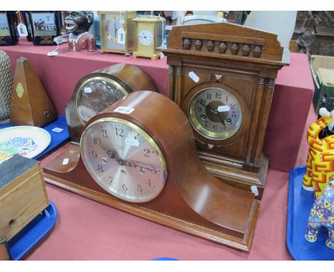 Rapport Mahogany Napoleon Style Mantle Clock, Smiths Enfield clock, late XIX Century oak mantel clock.
