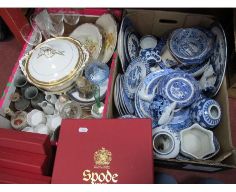 Four Spode 'Maritime' Collectors Plates, G.Jones Abbey octagonal bowl, Doulton silicon vases, wine glasses, other ceramics, g