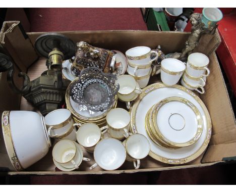 A China Tea/Coffee Service, Japanese brass wall light, etc:- One Box.