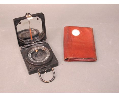 Military Compass Magnetic Marching Mark 1, T.G Co Ltd 3237385 6.5cm wide, circa early XX Century leather purse with inset wat