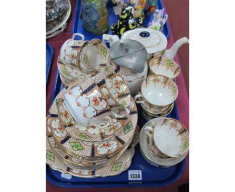Atlas China Early XX Century Tea Service, of approximately fifty pieces, with rose pattern, including tea pot:- One Tray