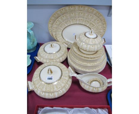 Wood &amp; Sons 'Seabridge' Pattern Dinnerware, comprising three graduated meat plates, two lidded tureens, sauce tureen and 