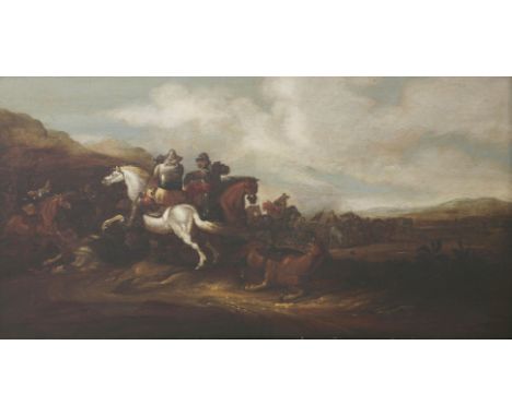 Follower of Anthonie Palamedes (Dutch, 1601-1673)A CAVALRY SKIRMISHOil on panel40 x 72.5cm