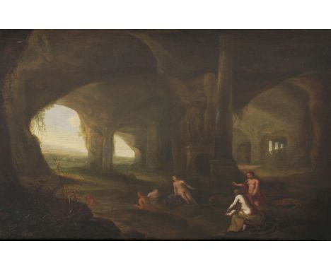 Abraham van Cuylenborch (Dutch, 1620-1658)NYMPHS BATHING IN A GROTTOIndistinctly signed and dated 1651, oil on panel31 x 40cm