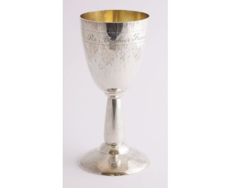 A modern silver goblet, Tom Tudor-Pole, London, 1987,the funnel-shaped bowl raised on a double domed circular foot, inscribed