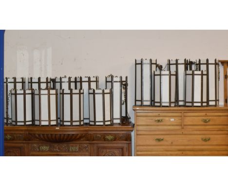 SET OF 15 GOTHIC / CHURCH STYLE METAL FRAMED CEILING LIGHT FITTINGS     